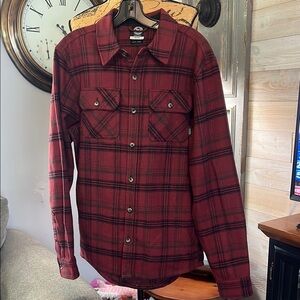 Red Plaid Button-Up Shirt